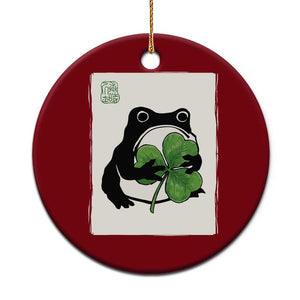 Funny Grumpy Frog Japanese St Patricks Day Ceramic Ornament TS11 1pc Red Print Your Wear