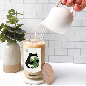 Funny Grumpy Frog Japanese St Patricks Day Glass Can TS11 Print Your Wear