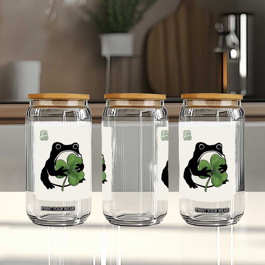Funny Grumpy Frog Japanese St Patricks Day Glass Can TS11 Print Your Wear