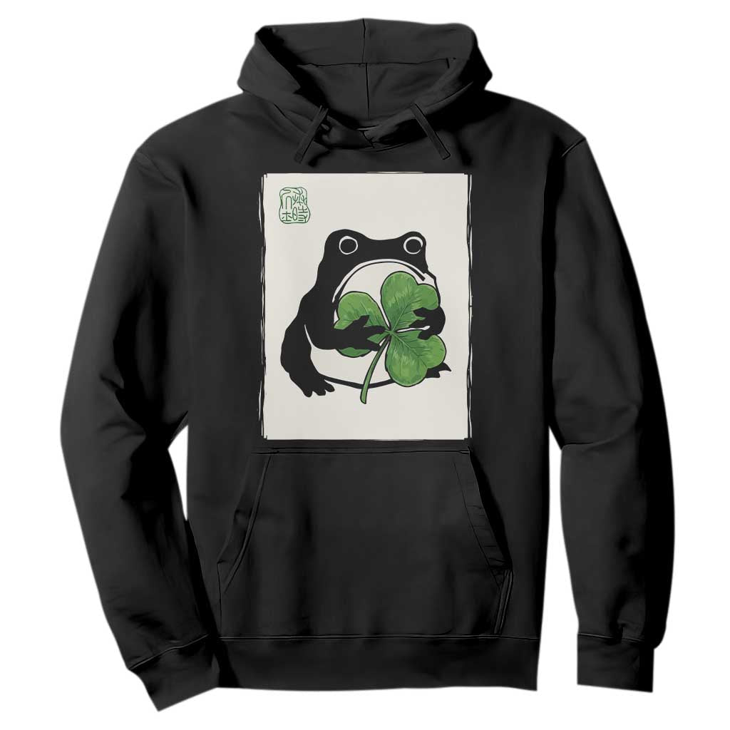 Funny Grumpy Frog Japanese St Patricks Day Hoodie TS11 Black Print Your Wear