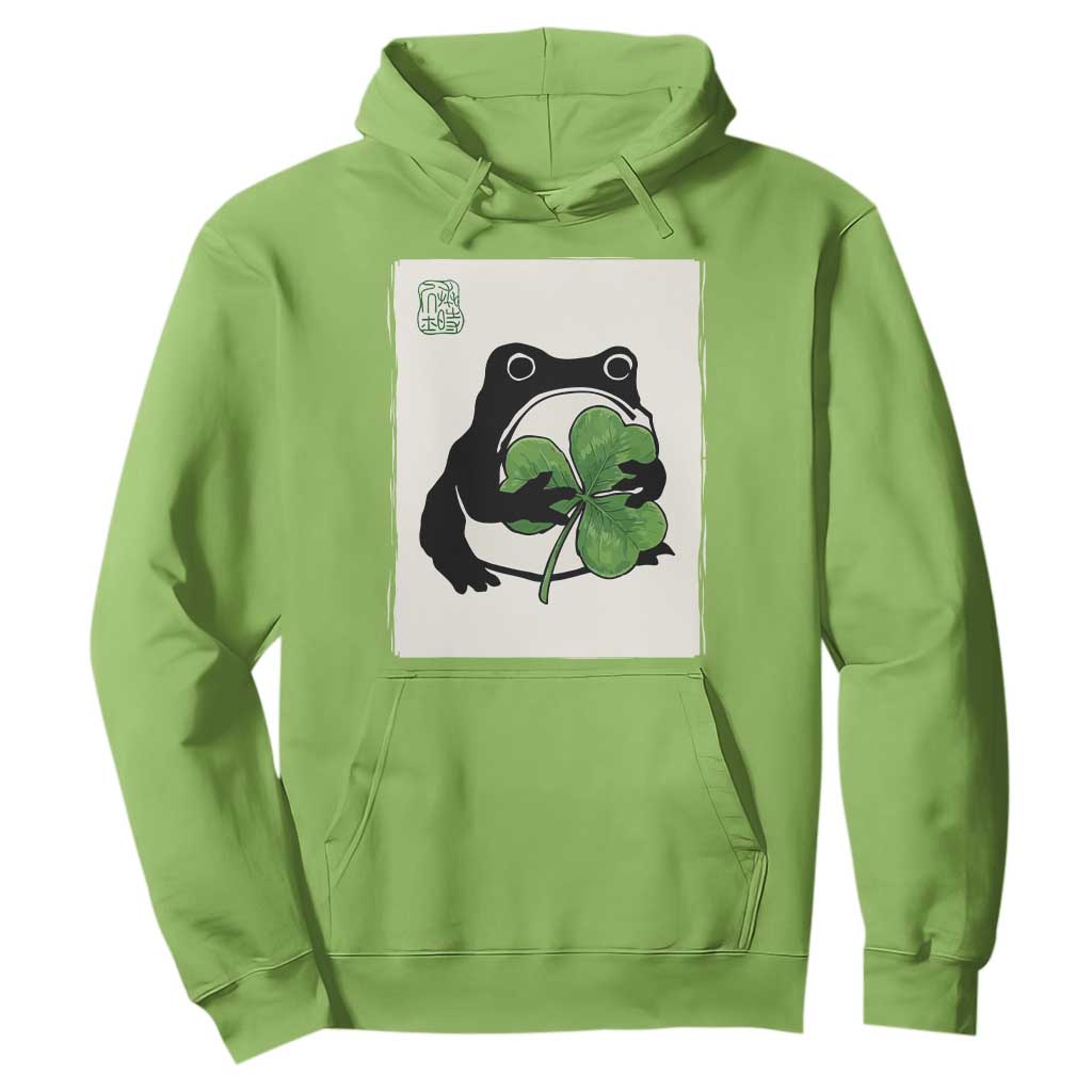 Funny Grumpy Frog Japanese St Patricks Day Hoodie TS11 Lime Print Your Wear