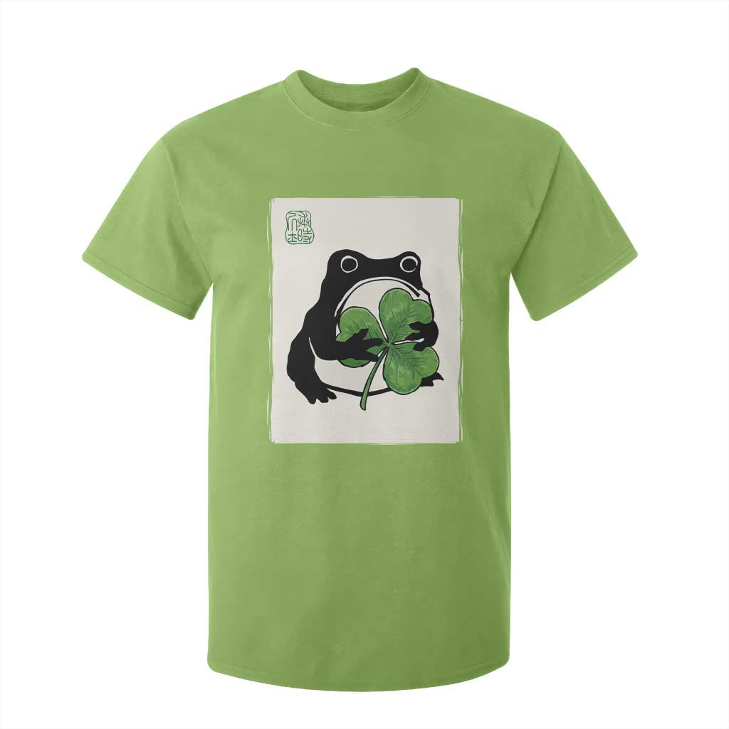 Funny Grumpy Frog Japanese St Patricks Day T Shirt For Kid TS11 Lime Print Your Wear