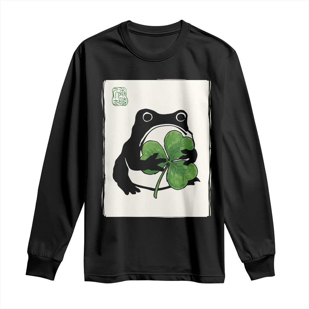 Funny Grumpy Frog Japanese St Patricks Day Long Sleeve Shirt TS11 Black Print Your Wear