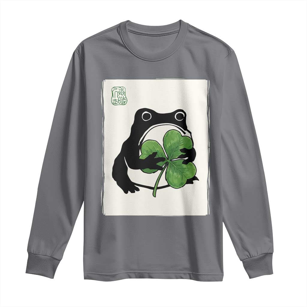 Funny Grumpy Frog Japanese St Patricks Day Long Sleeve Shirt TS11 Charcoal Print Your Wear
