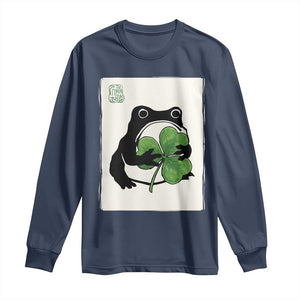 Funny Grumpy Frog Japanese St Patricks Day Long Sleeve Shirt TS11 Navy Print Your Wear