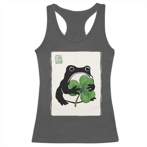 Funny Grumpy Frog Japanese St Patricks Day Racerback Tank Top TS11 Dark Heather Print Your Wear