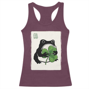 Funny Grumpy Frog Japanese St Patricks Day Racerback Tank Top TS11 Maroon Print Your Wear
