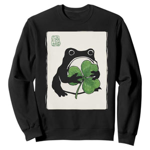 Funny Grumpy Frog Japanese St Patricks Day Sweatshirt TS11 Black Print Your Wear