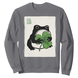 Funny Grumpy Frog Japanese St Patricks Day Sweatshirt TS11 Charcoal Print Your Wear