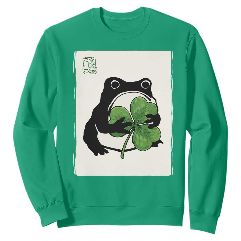Funny Grumpy Frog Japanese St Patricks Day Sweatshirt TS11 Irish Green Print Your Wear
