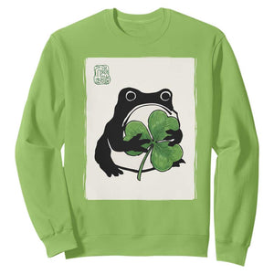 Funny Grumpy Frog Japanese St Patricks Day Sweatshirt TS11 Lime Print Your Wear