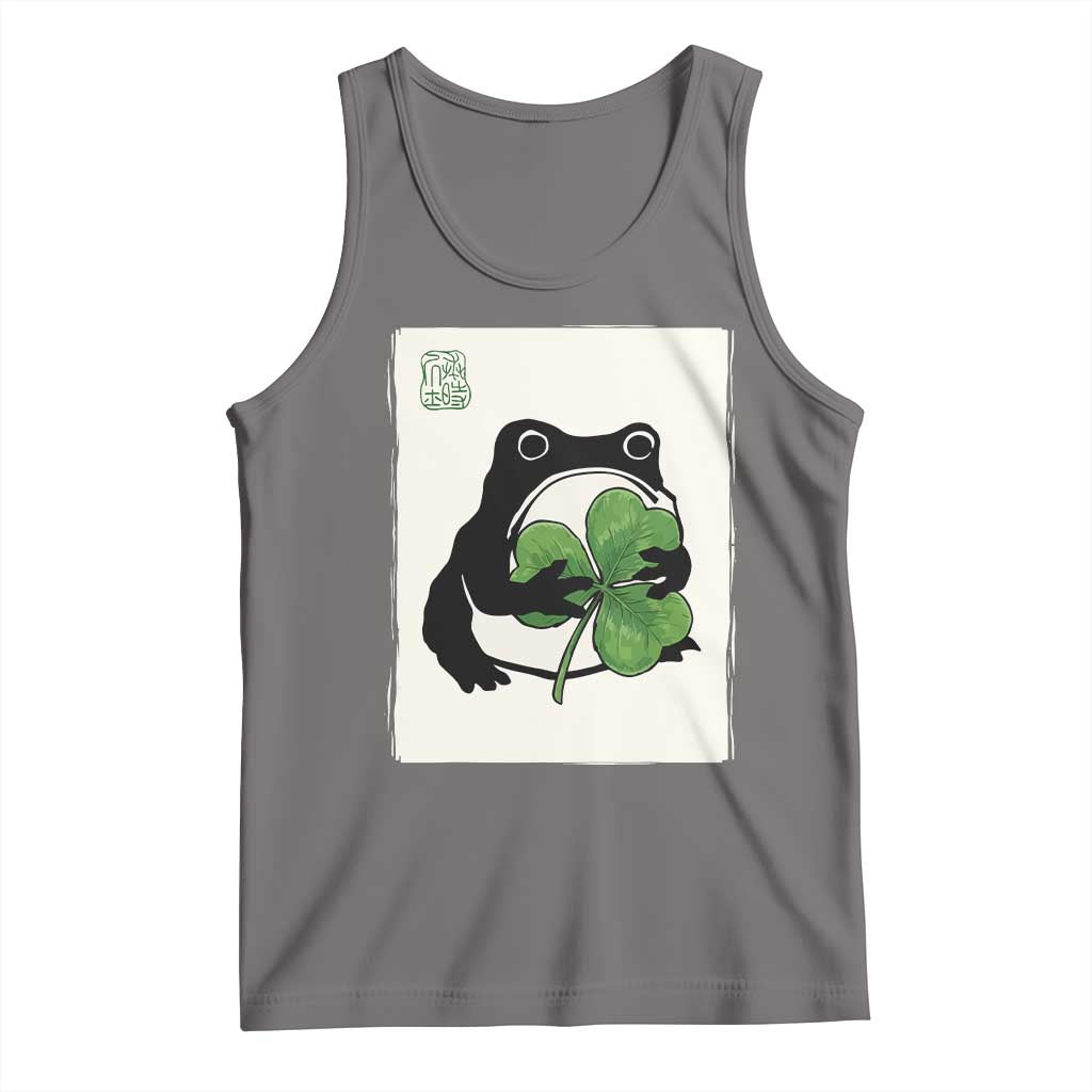 Funny Grumpy Frog Japanese St Patricks Day Tank Top TS11 Deep Heather Print Your Wear
