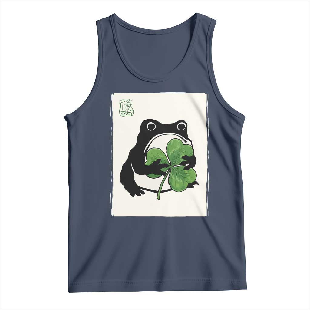 Funny Grumpy Frog Japanese St Patricks Day Tank Top TS11 Navy Print Your Wear