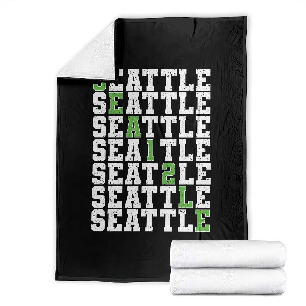 Seattle Fan 12 Athletic Number Throw Blanket City Football Game Day TS11 Black Print Your Wear
