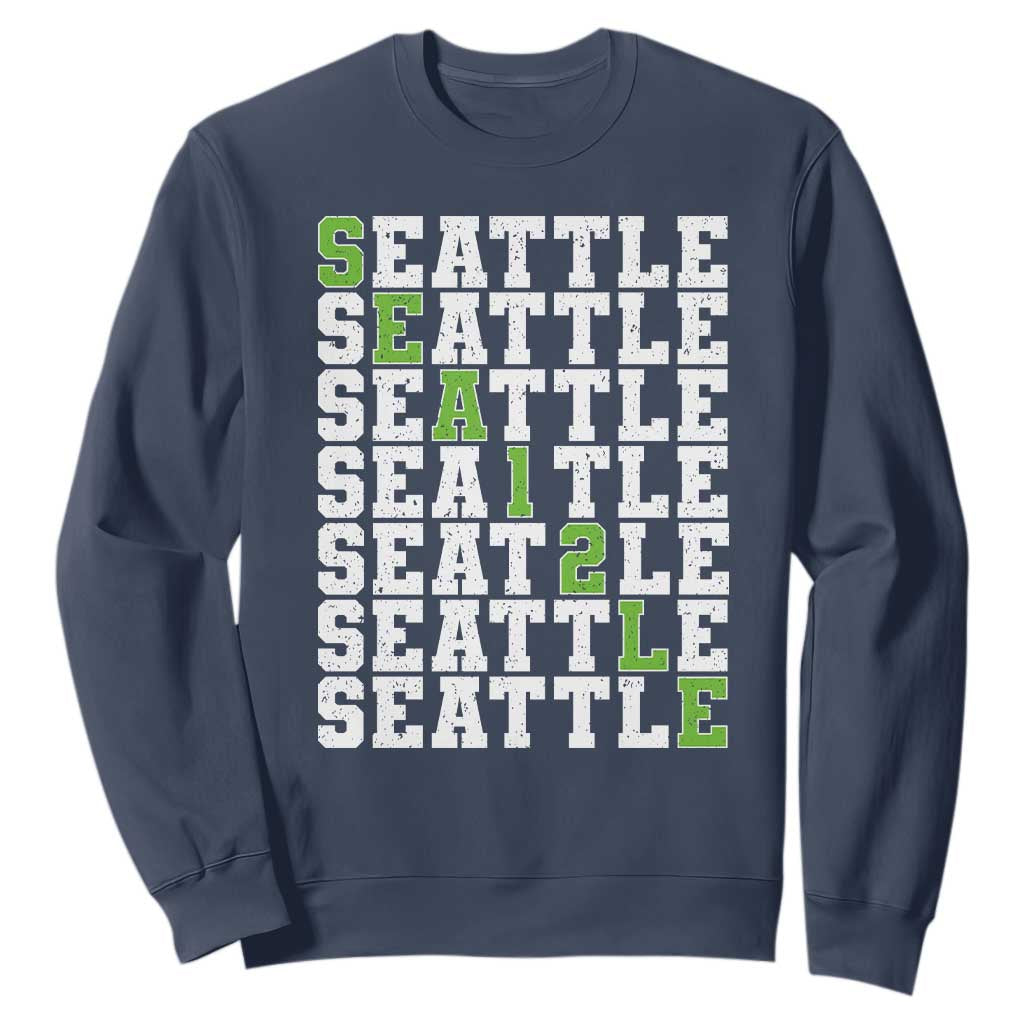 Seattle Fan 12 Athletic Number Sweatshirt City Football Game Day TS11 Navy Print Your Wear