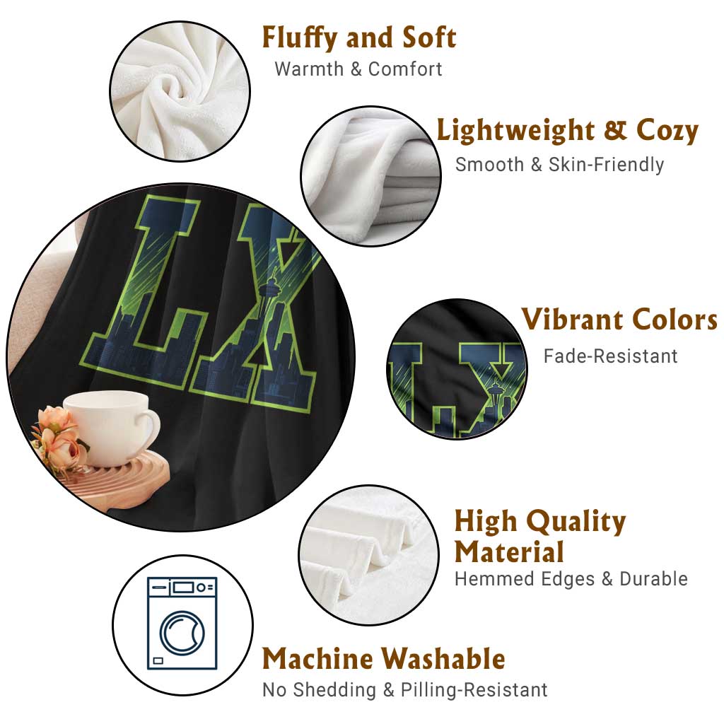 Seattle LX Game Day Washington Space Needle Skyline Throw Blanket TS11 Print Your Wear