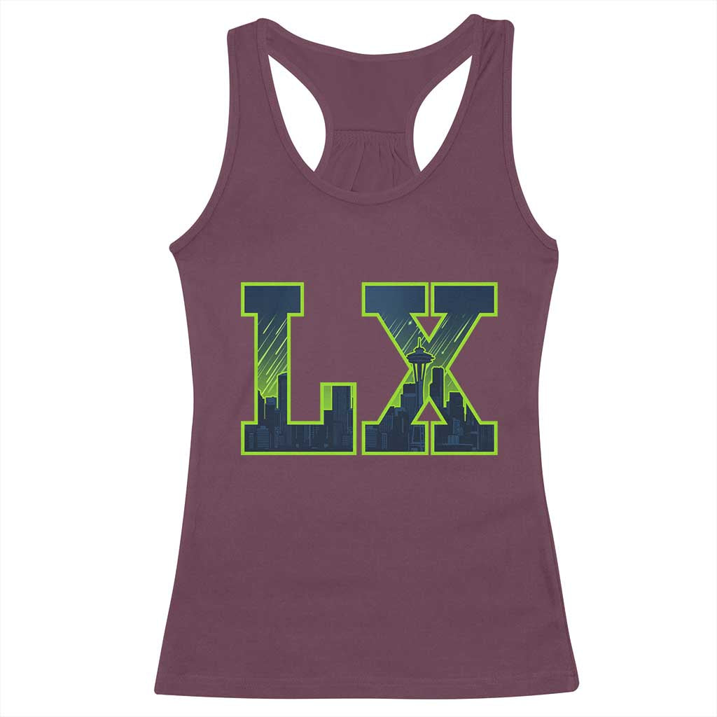 Seattle LX Game Day Washington Space Needle Skyline Racerback Tank Top TS11 Maroon Print Your Wear