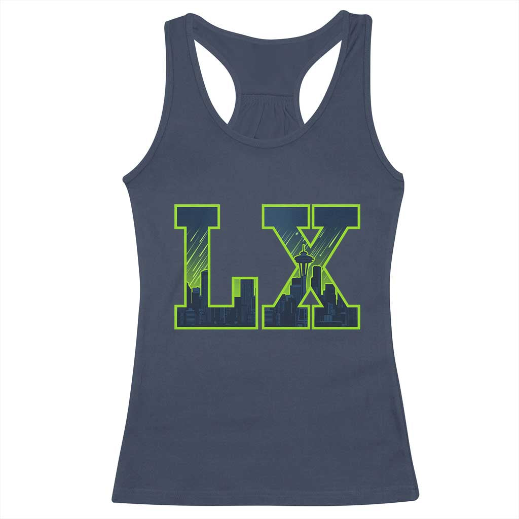 Seattle LX Game Day Washington Space Needle Skyline Racerback Tank Top TS11 Navy Print Your Wear