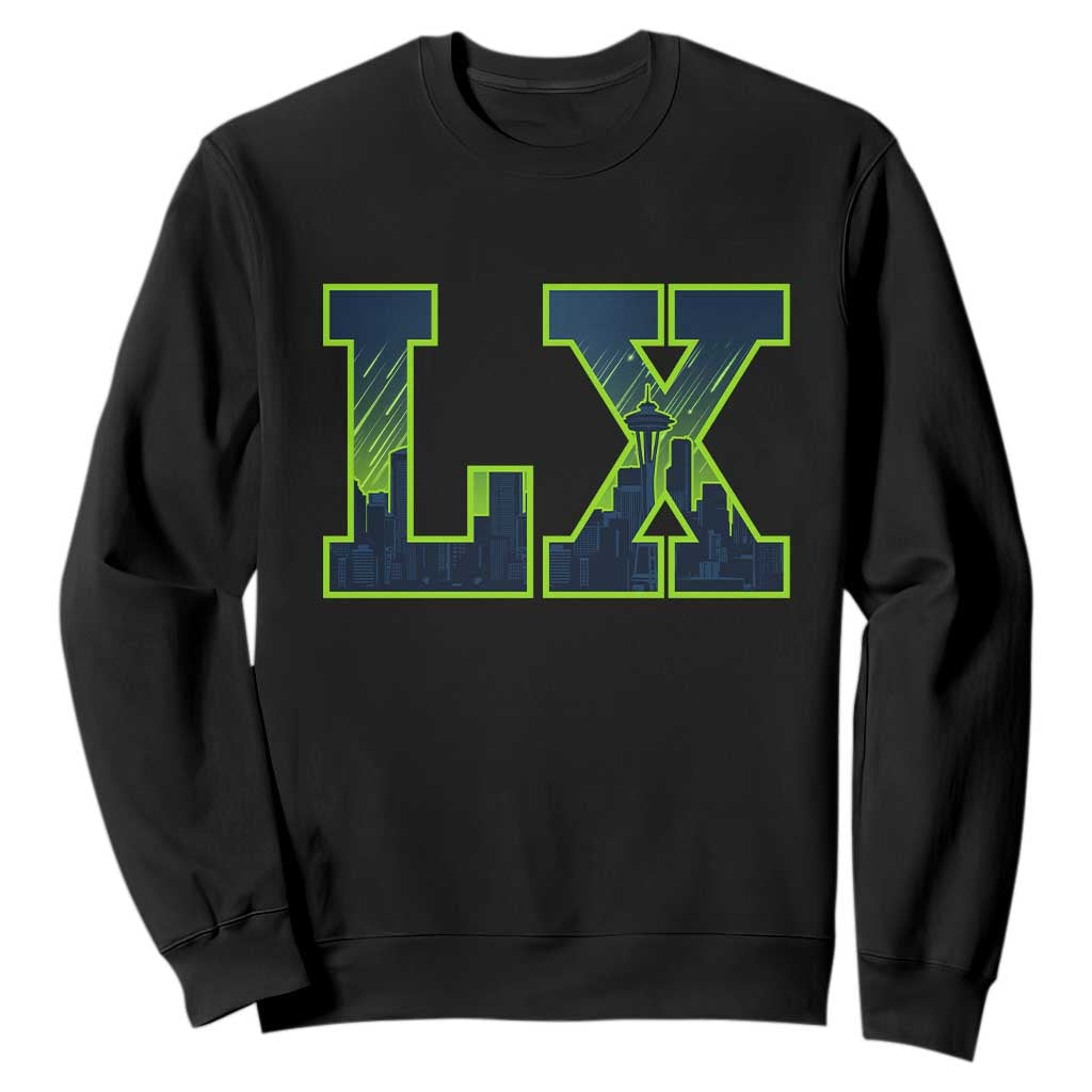 Seattle LX Game Day Washington Space Needle Skyline Sweatshirt TS11 Black Print Your Wear