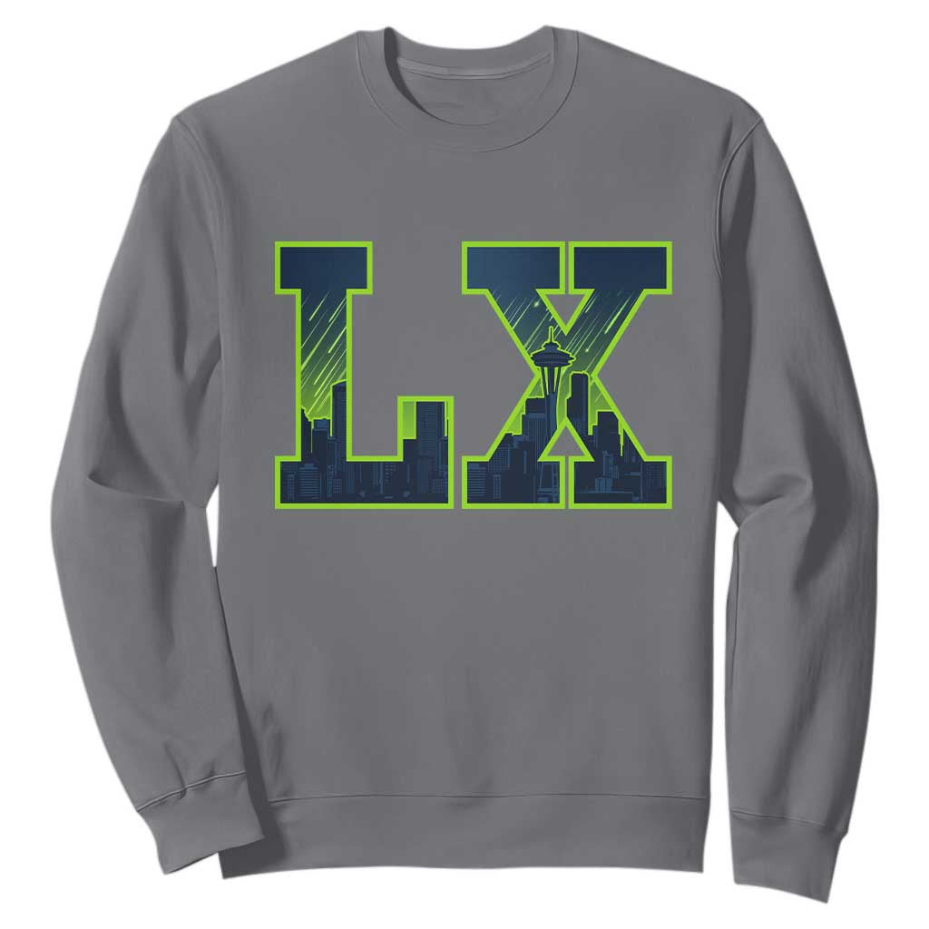 Seattle LX Game Day Washington Space Needle Skyline Sweatshirt TS11 Charcoal Print Your Wear