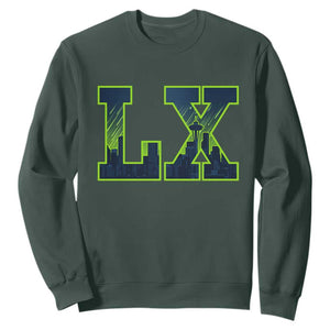 Seattle LX Game Day Washington Space Needle Skyline Sweatshirt TS11 Dark Forest Green Print Your Wear