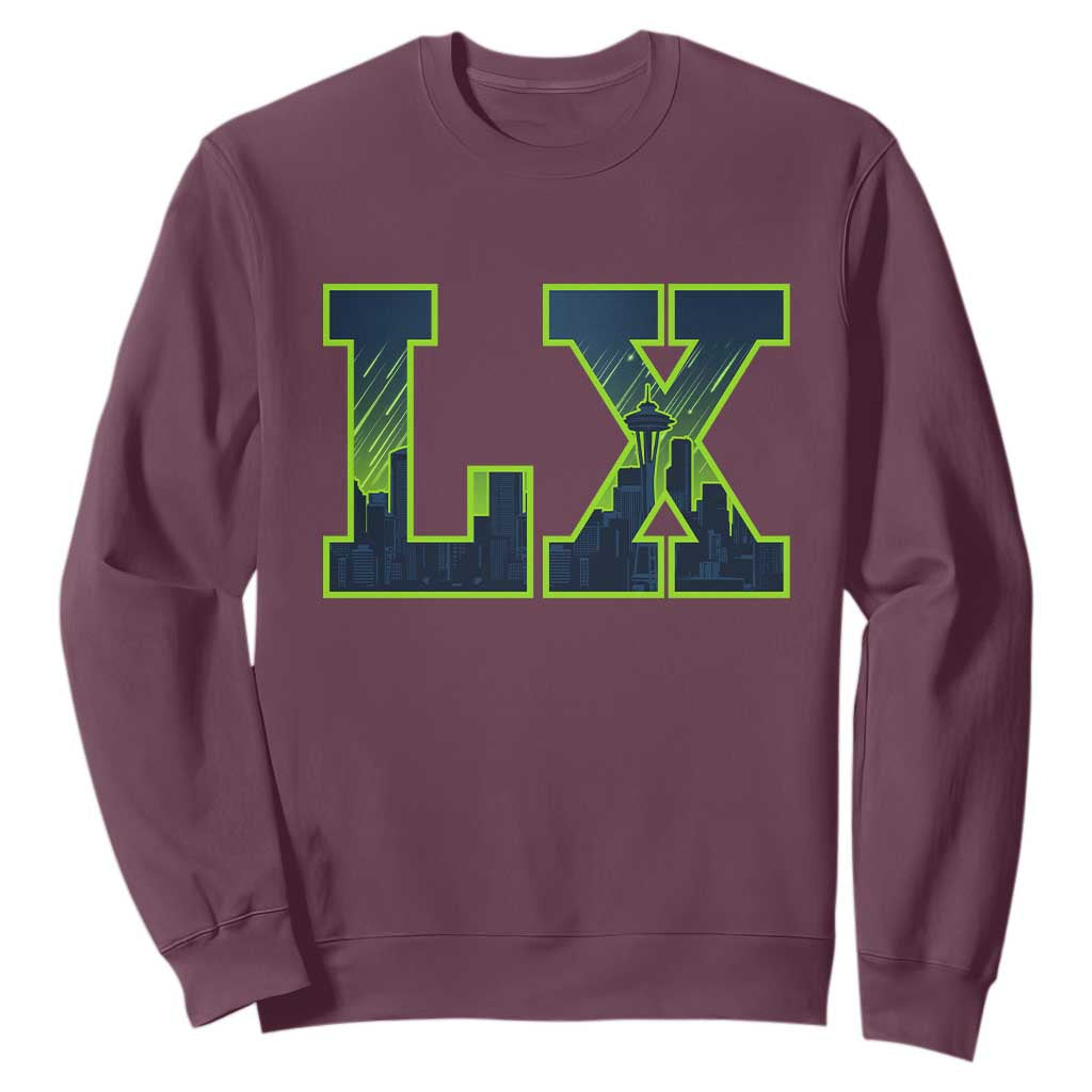 Seattle LX Game Day Washington Space Needle Skyline Sweatshirt TS11 Maroon Print Your Wear