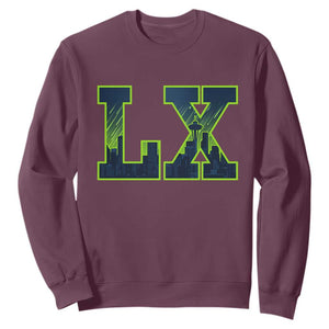 Seattle LX Game Day Washington Space Needle Skyline Sweatshirt TS11 Maroon Print Your Wear