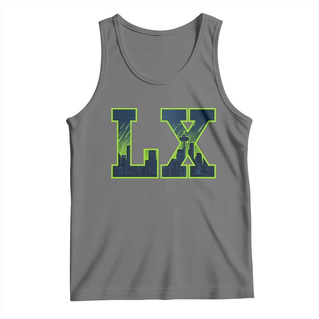Seattle LX Game Day Washington Space Needle Skyline Tank Top TS11 Black Heather Print Your Wear