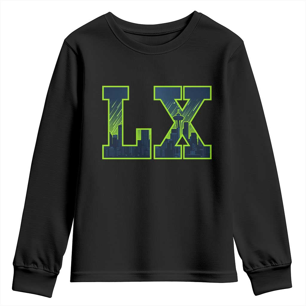Seattle LX Game Day Washington Space Needle Skyline Youth Sweatshirt TS11 Black Print Your Wear