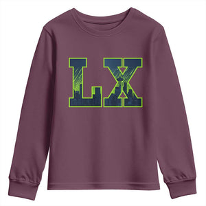 Seattle LX Game Day Washington Space Needle Skyline Youth Sweatshirt TS11 Maroon Print Your Wear