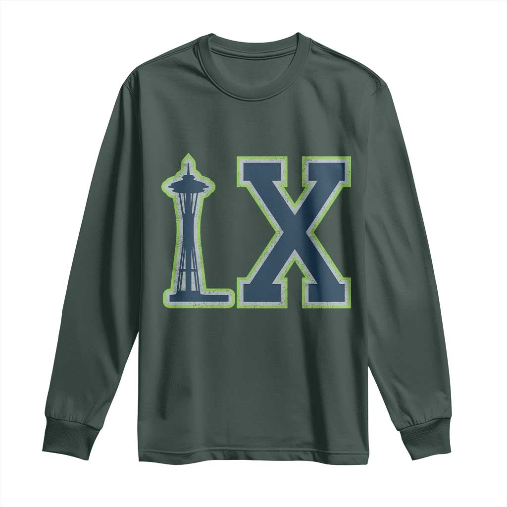 Seattle LX Game Day Washington Space Needle Sport Fan Long Sleeve Shirt TS11 Dark Forest Green Print Your Wear