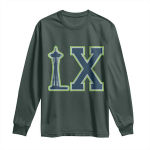 Seattle LX Game Day Washington Space Needle Sport Fan Long Sleeve Shirt TS11 Dark Forest Green Print Your Wear