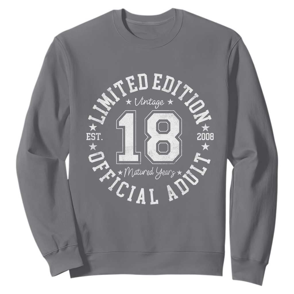 Funny 18th Birthday Sweatshirt Est 2008 Limited Edition Official Adult TS11 Charcoal Print Your Wear