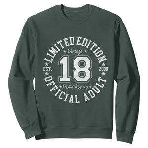 Funny 18th Birthday Sweatshirt Est 2008 Limited Edition Official Adult TS11 Dark Forest Green Print Your Wear