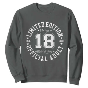 Funny 18th Birthday Sweatshirt Est 2008 Limited Edition Official Adult TS11 Dark Heather Print Your Wear