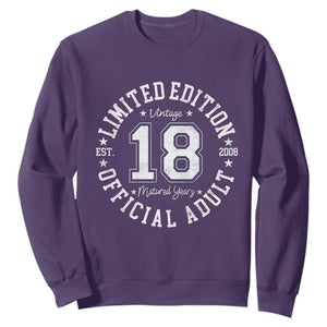 Funny 18th Birthday Sweatshirt Est 2008 Limited Edition Official Adult TS11 Purple Print Your Wear