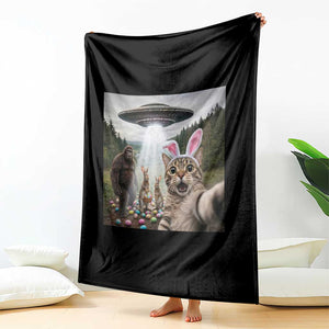 Funny Cat Selfie with Easter Bunny Bigfoot UFO Throw Blanket TS11 Print Your Wear