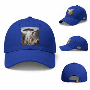 Funny Cat Selfie with Easter Bunny Bigfoot UFO Baseball Cap TS11 Baseball Cap Universal Fit Royal Blue Print Your Wear