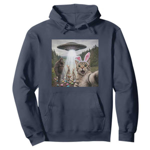 Funny Cat Selfie with Easter Bunny Bigfoot UFO Hoodie TS11 Navy Print Your Wear