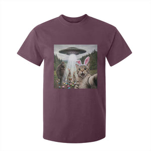 Funny Cat Selfie with Easter Bunny Bigfoot UFO T Shirt For Kid TS11 Maroon Print Your Wear
