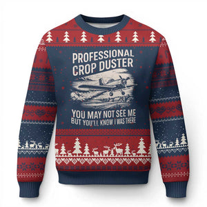 Funny Professional Crop Duster Fart Joke Dusting Airplane Ugly Christmas Sweater