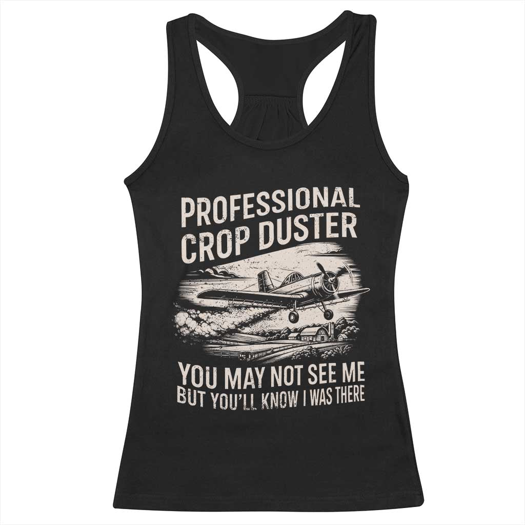 Funny Professional Crop Duster Fart Joke Dusting Airplane Racerback Tank Top