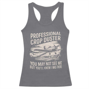 Funny Professional Crop Duster Fart Joke Dusting Airplane Racerback Tank Top