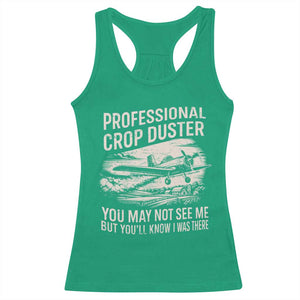 Funny Professional Crop Duster Fart Joke Dusting Airplane Racerback Tank Top