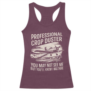 Funny Professional Crop Duster Fart Joke Dusting Airplane Racerback Tank Top