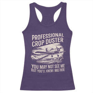 Funny Professional Crop Duster Fart Joke Dusting Airplane Racerback Tank Top