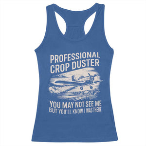Funny Professional Crop Duster Fart Joke Dusting Airplane Racerback Tank Top