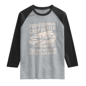 Funny Professional Crop Duster Fart Joke Dusting Airplane Raglan Shirt