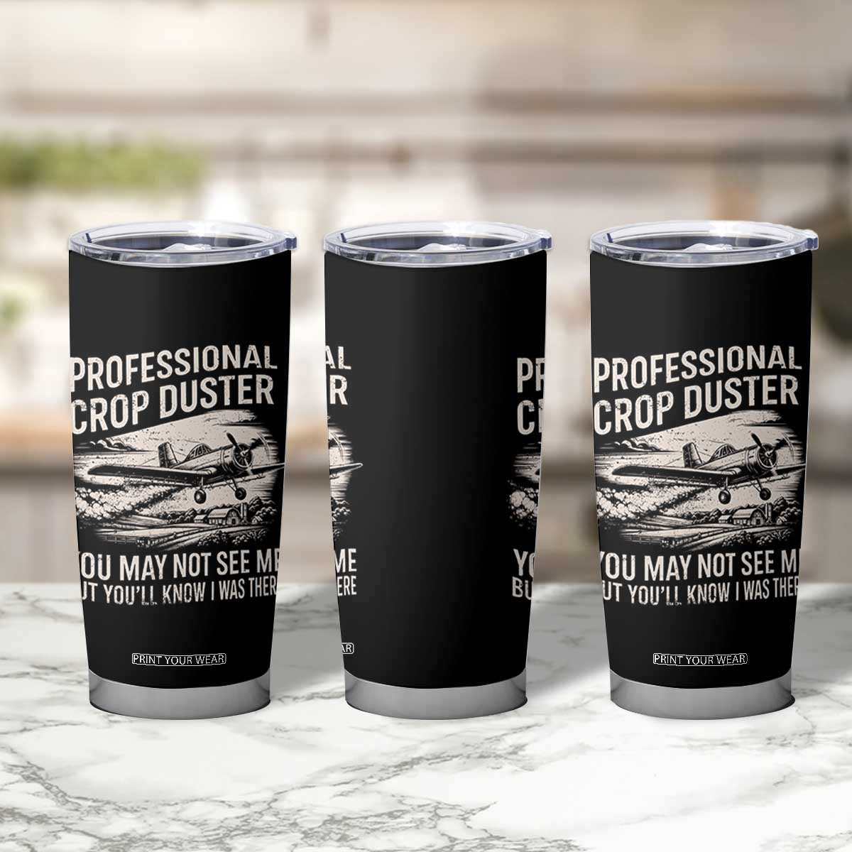 Funny Professional Crop Duster Fart Joke Dusting Airplane Tumbler Cup