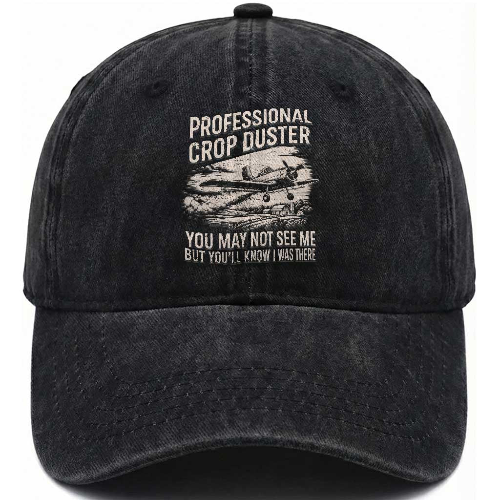 Funny Professional Crop Duster Fart Joke Dusting Airplane Washed Cotton Baseball Cap